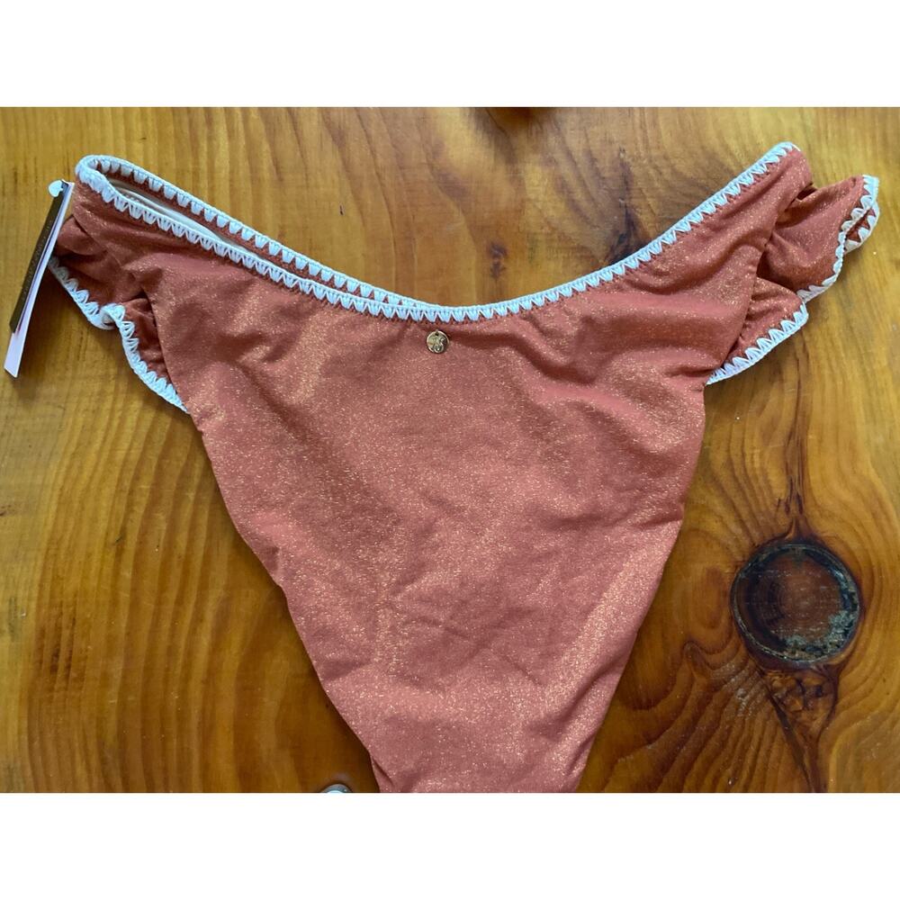 Victorias Secret Tan Shimmer Glitter Two Piece Swimsuit XXL Top M Bottom - Picture 8 of 11